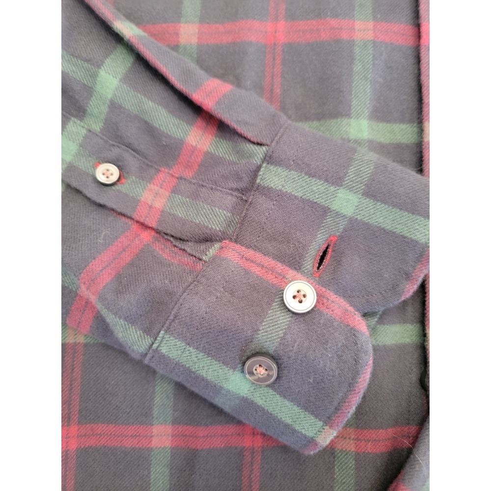 UNTUCKit Shirt- Flannel -Men's - Medium Navy Blue Button Down Plaid Slim - Picture 4 of 11